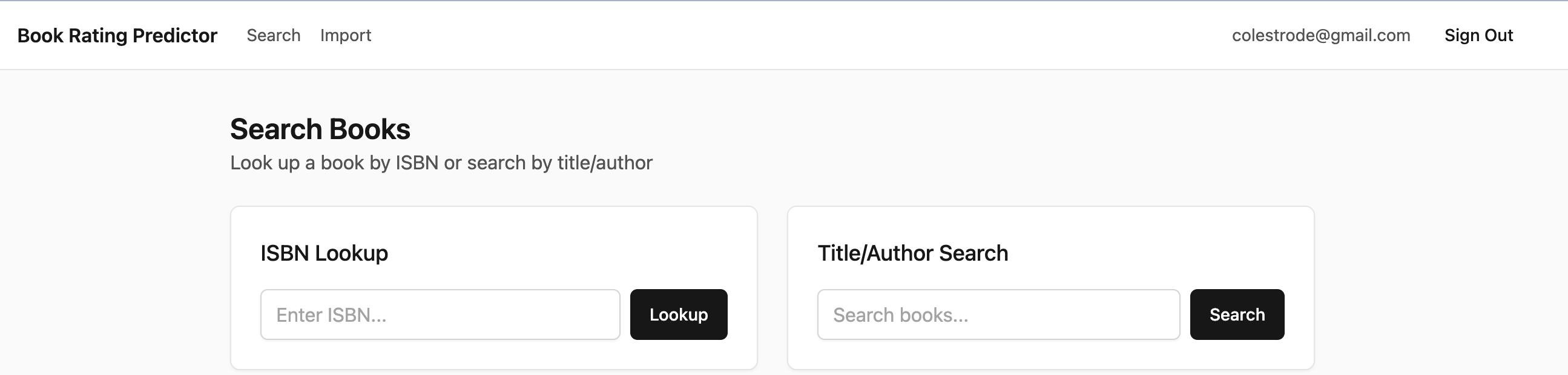 Initial landing page