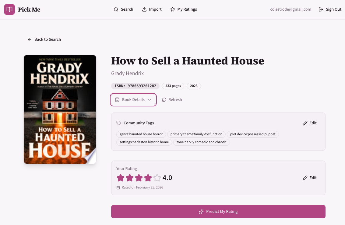 Updated book detail with predicted rating